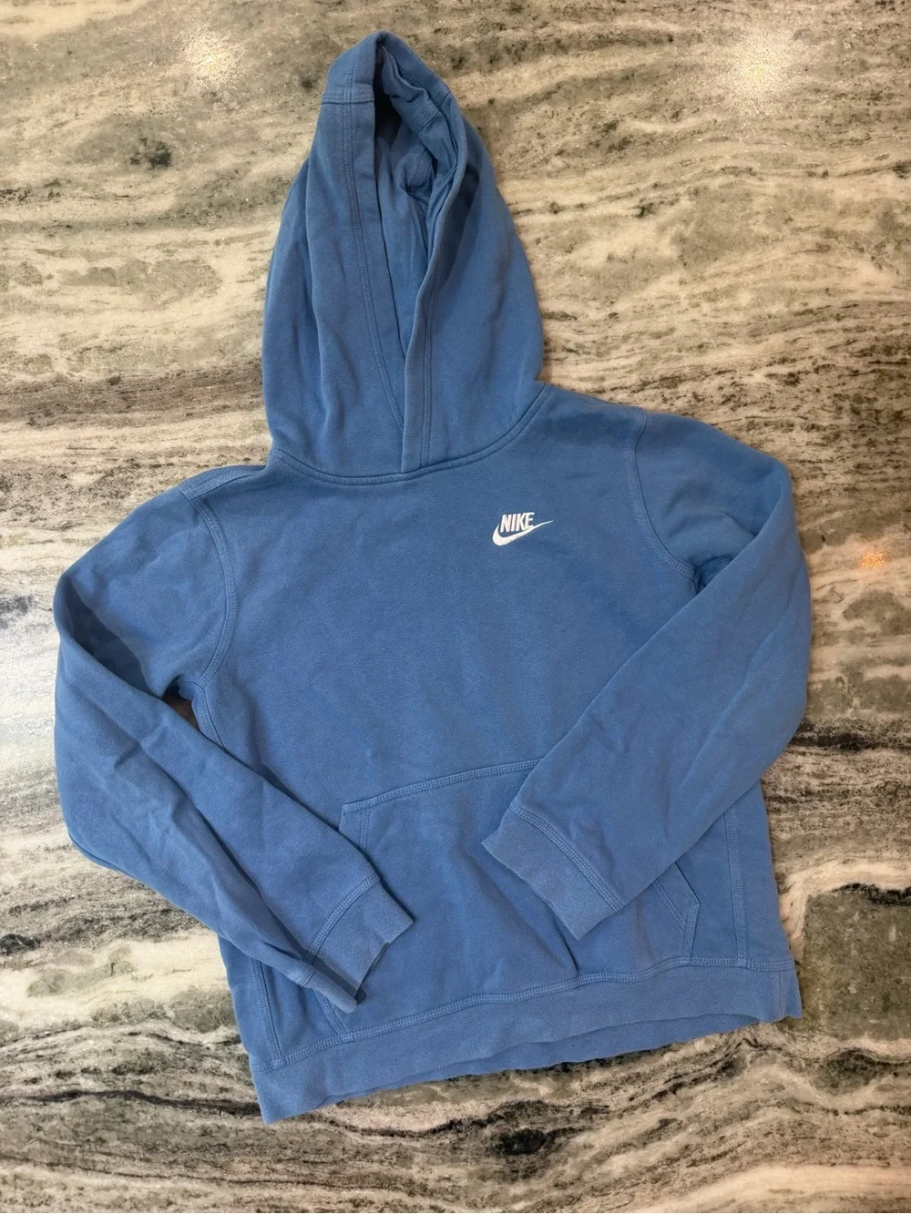 Nike Youth Blue Hooded Pullover with White Swoosh